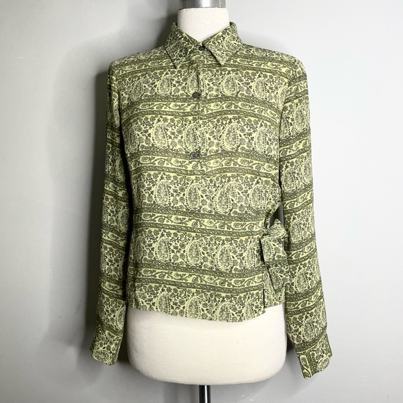 Liz Claiborne Tops - LIZ CLAIBORNE COLLECTION Paisley Floral Striped Long Sleeve Wrap Blouse Top